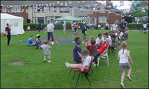 Children playing games at the Graham Road Jubilee Party
