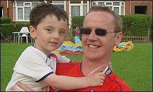 Stuart McCafferty and his son Owen at the Graham Road Jubilee Party