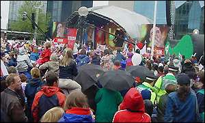 Crowds at the Blue Peter Jubilee Party, Centenary Square, Birmingham