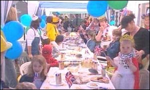 People partied in Railway Street in Splott, Cardiff