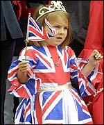 Girl wearing Union Jack dress