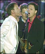 Sir Paul McCartney and Sir Cliff Richard at Monday's Buckingham Palace concert