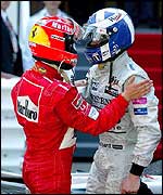 Michael Schumacher (left) and David Coulthard (right) will be among the favourites at Montreal