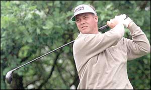 Ulsterman Darren Clarke tees off at the seventh