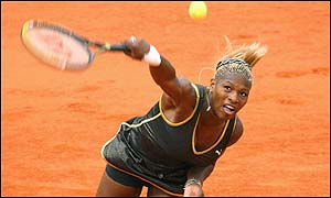 A Williams serve fails to find a return from Capriati