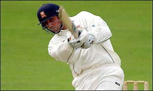 Irani lofts the ball into the stand over long-on