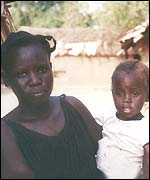 Rape victim Aluel and her daughter