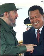Fidel Castro (left) and Hugo Chavez