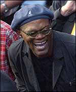 Samuel L Jackson leads the celebrity cavalcade at the fight