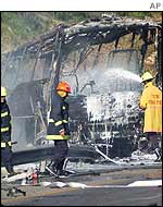 Remains of Israeli bus blown up at Megiddo 