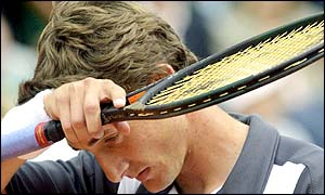 Juan Carlos Ferrero shows his frustration