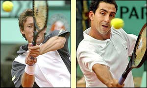 Despite Ferrero's best efforts the second set goes to Costa who leads 6-1 6-0