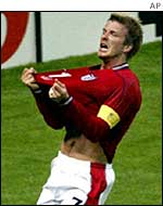 David Beckham celebrating