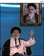 Iran's supreme leader, Ayatollah Ali Khamenei, delivers a speech 