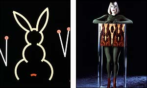 Rabbit with Flowers and Refrigerator