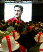 Pubgoers watching the match