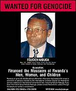Wanted poster for Rwandan suspect