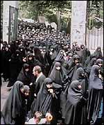 Iranian women emerge from Friday prayers