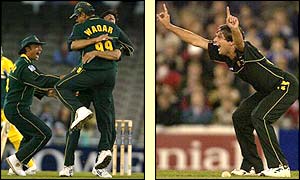 Ponting failed to score and was caught and bowled by Wasim Akram