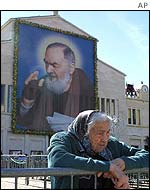 Picture of Padre Pio in his hometown San Giovanni Rotondo