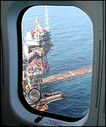 View of the platform through the helicopter window