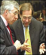 UK Foreign Secretary Jack Straw and EU foreign affairs supremo, Javier Solana