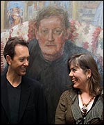 Actor Richard E Grant with winner Catherine Goodson