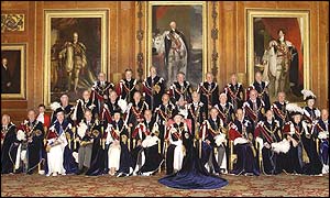 Knights and ladies of the Garter in the Waterloo Room, Windsor Castle