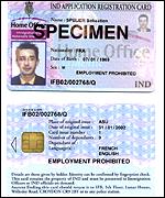 Specimen identity cards