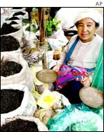 Woman in market in Rangoon