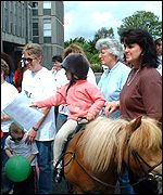 Protestors outside County Hall