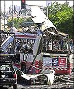 The bus blown up by Hamas suicide bomber