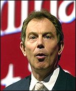 Tony Blair delivering his speech on criminal justice on Monday