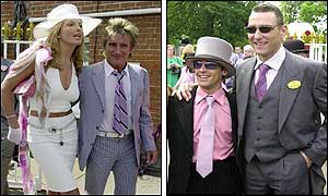 Rod Stewart and girlfriend (left) and Frankie Dettori with Vinnie Jones