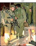 Israeli soldiers at the Salem checkpoint outside Jenin 