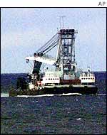 Russian rescue vessel at the scene two days after the disaster