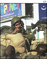 Israeli soldier in an armoured personnel carrier during incursion into Hebron