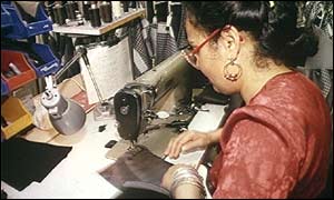 Woman working at a sewing machine