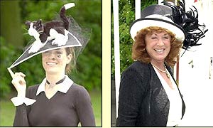 Tara Palmer-Tomkinson and Lynda La Plante show off their hats on Ladies' Day at Royal Ascot