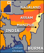 Map showing Nagaland and Manipur