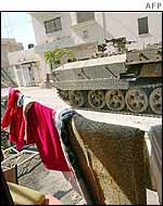 Israeli armoured personnel carrier in Jenin