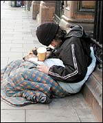 Homeless person in London