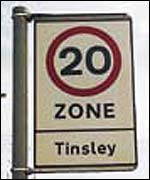 20mph speed restriction sign