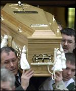 Coffin of young drugs victim carried out of church