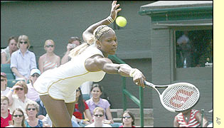 Serena Williams moves to return in her first game at Wimbledon