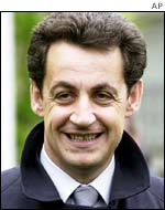 French interior minister Nicolas Sarkozy