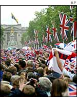 Crowds outside Buckingham Palace