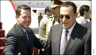 Jordan's King Abdullah (left) with Egyptian President Hosni Mubarak