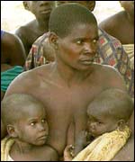 Malawian woman with two babies