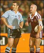 Halfbacks Andrew Johns and Allan Langer